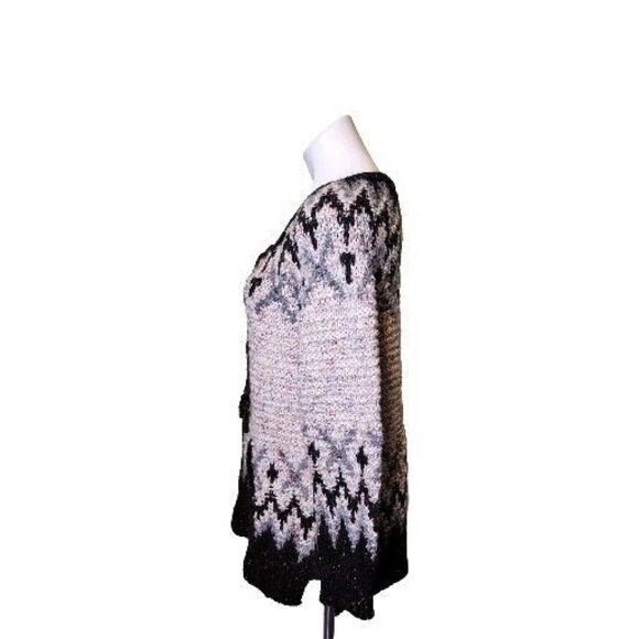 Free People Love Bug Fair Isle Lace Up Pullover Wool Blend Sweater Size Medium - Picture 4 of 12
